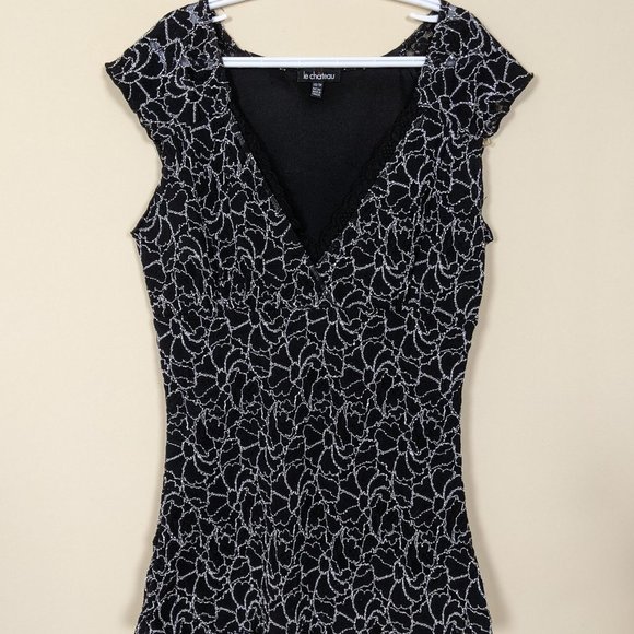 le chateau Tops - Le Château White Corded Lace Sleeveless Top V-Neck Blouse Size XS